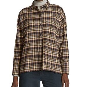 Everlane The Boxy Flannel Beech Plaid  M  shirt button front shacket